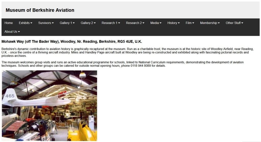 image of and link to the Museum of Berkshire Aviation website